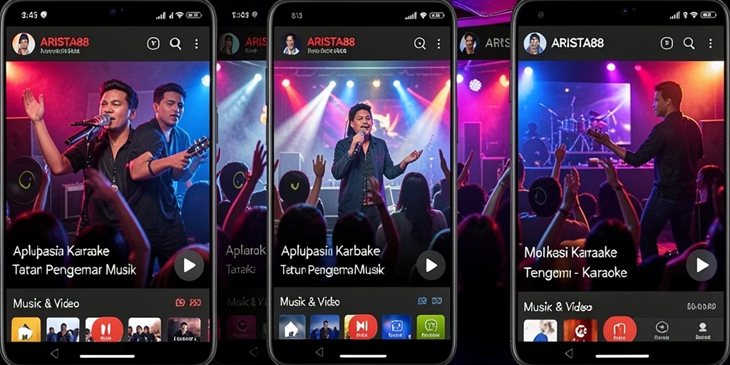 Antarmuka aplikasi ARISTA88 yang memukau saat bernyanyi Karaoke.