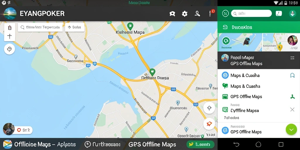 Antarmuka EYANGPOKER yang menunjukkan fungsi GPS Offline Maps.
