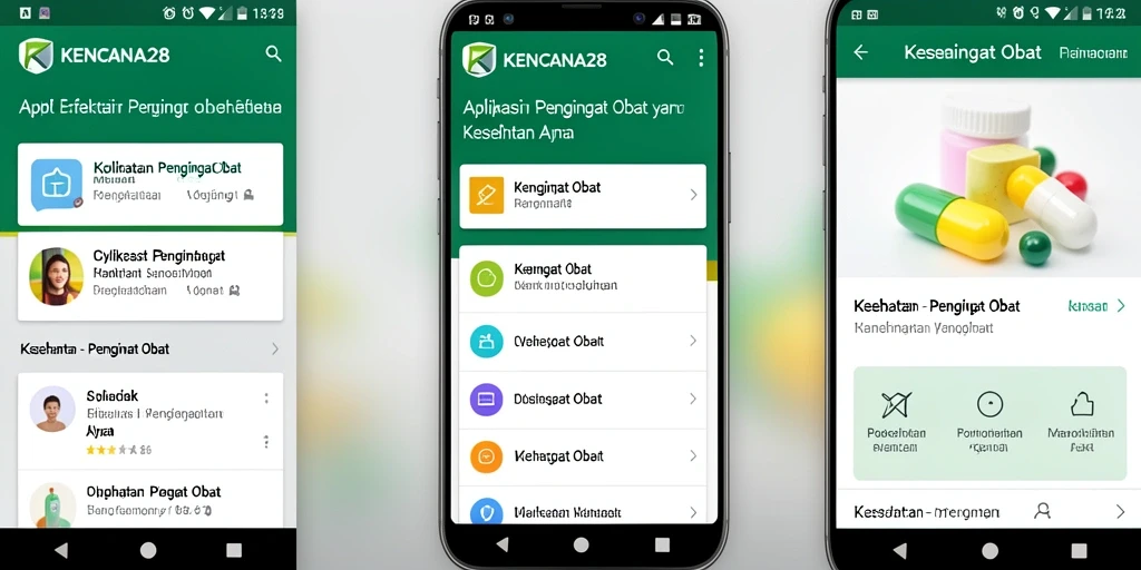 Tampilan antarmuka aplikasi Pengingat Obat KENCANA28 yang sederhana.
