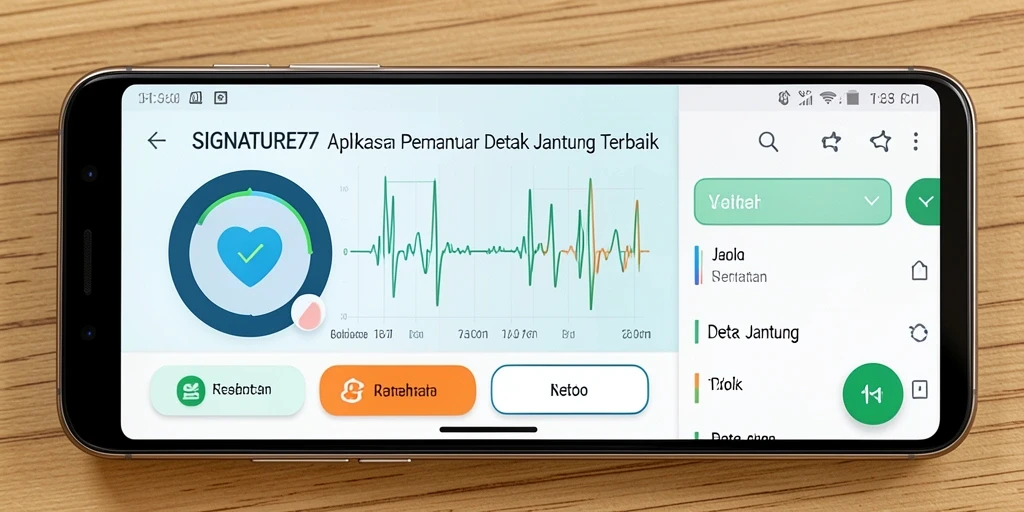 Tampilan antarmuka aplikasi SIGNATURE77 yang sederhana dan informatif.